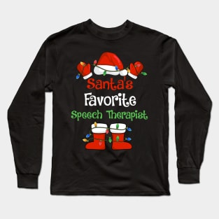 Santa's Favorite Speech Therapist Funny Christmas Pajamas Long Sleeve T-Shirt